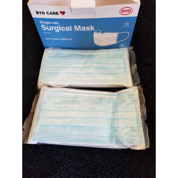 BYD CARE SURGICAL MASK, 50 COUNT inside Five sealed pack with 10 Masks/Pack