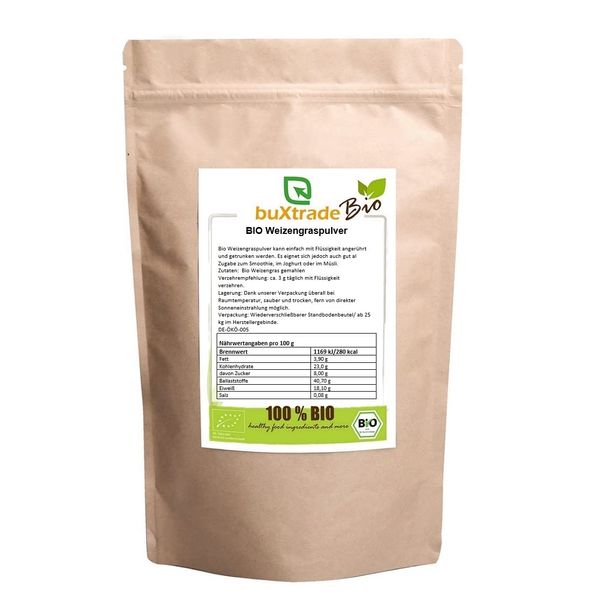 2 kg Bio Weizengraspulver | Weizengras Pulver | 100% rein | Weizengrassaft | Gras | Rohkostqualität