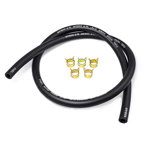 InduSKY Fuel Hose, Inner Diameter 0.3 inch (8 mm), Outer Diameter 0.6 inch (14 mm), Gasoline Hose, 3 Layer Hose, Total Length 3.3 ft (1 m), Oil Resistant, Pressure Resistant, Weather Resistant,