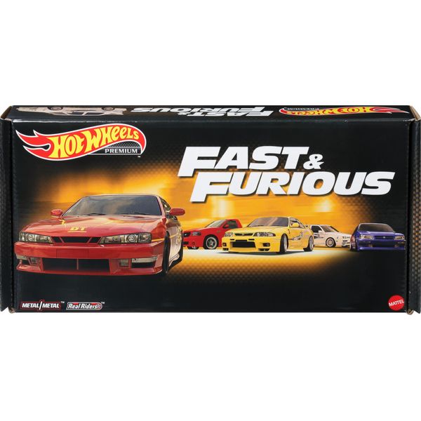 Hot Wheels Toy Cars, Premium Fast and Furious Premium Bundle, Set of 5 Die-Cast 1:64 Scale Toy Cars in Collectible Box from The Fast Franchise