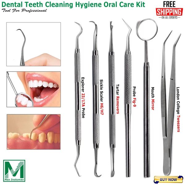 Dental Hygiene Kit - Professional Grade Instruments for Oral Care Explorer Tweez