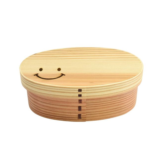 Koryu Magewappa Lunch Box Design-Smile Large Natural Approx. 7.9 x 5.2 x 2.6 inches (20 x 13.3 x 6.5 cm)