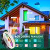 Flush Mount Ceiling Fan with Light - Small Low Profile Ceiling Fan,13" RGB Dimma