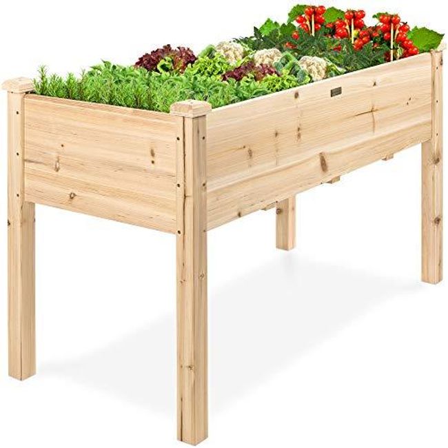 Best Choice Products 48x24x30in Raised Garden Bed, Elevated Wood Planter Box Stand for Backyard, Patio, Balcony w/Bed Liner, 200lb Capacity
