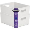 Superio 15L Medium Ribbed Storage Bin- Plastic Storage Bin  (2 Pack, White)
