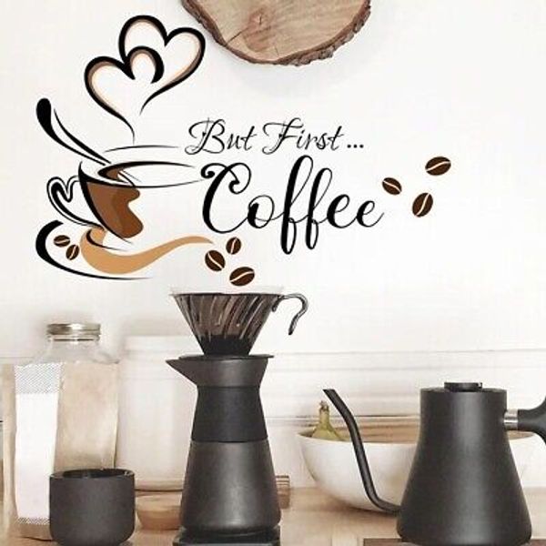 Wall Sticker Kitchen Cabinet Coffee Decal Vinyl Mural Art Home Dining Room Decor