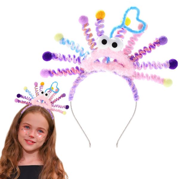 Zeelina Funny Headband Light Up Hairband Monster Headwear Easter Cute Plush Themed Party Cosplay for Girls and Children (Color5)