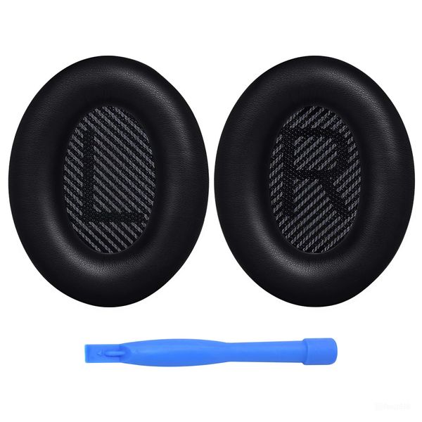 MMOBIEL Ear Pads Replacement for Bose QuietComfort 35 (QC35) / Bose Quiet Comfort 35 II (QC35 II) Over-ear Headphone Protein PU Ear Pad Cushions - Noise Isolation Foam Earpads Replacement – Black