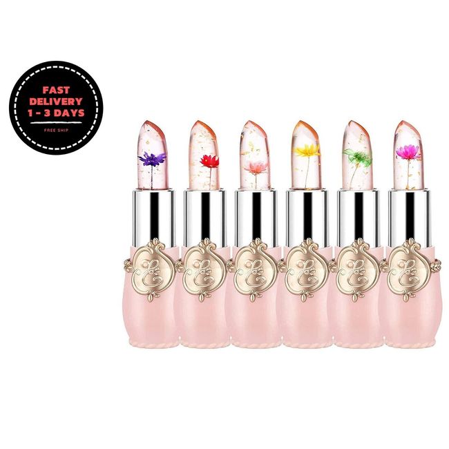 Paquete de 6 pintalabios Crystal Flower Jelly, bálsamo labial nutritivo de larga