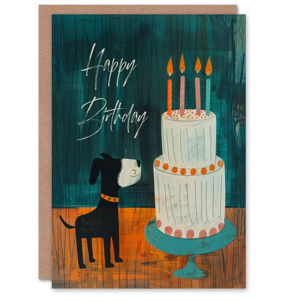 Birthday Card Cute Puppy Dog Pet Kids Cake Candles For Girl Boy Kids