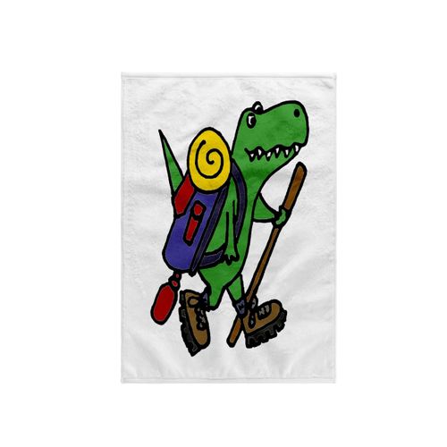 3dRose Cool Funny T-Rex Dinosaur Hiking with Backpack Towel, 15" x 22"