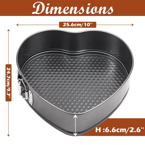 Kamehame Springform Cake Tins Heart Shaped Cake Tin with Loose Base 10 Inch Heart Springform Pan Cheesecake Tin Non-Stick Baking Mould, Pack of 1