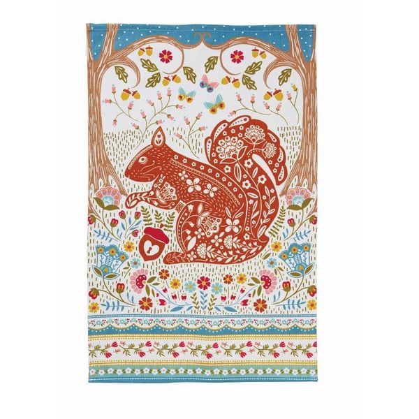 Woodland Squirrel Tea Towel