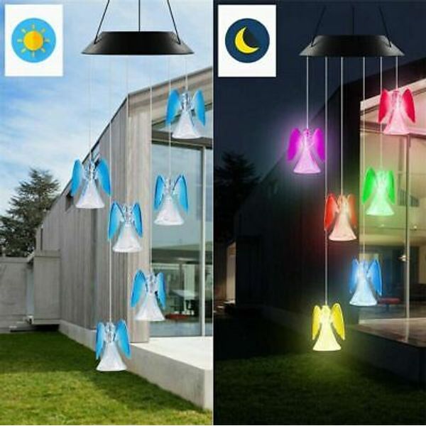 Solar Color Changing LED Angel Wind Chimes Home Garden Yard Decor Light Lamp US