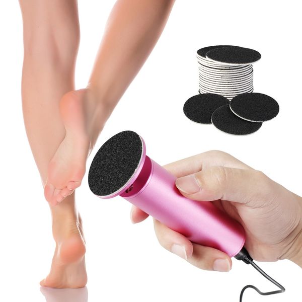 HOVGN Electric Foot Callus Remover, Powerful Electric Callus Remover for Feet, Pain-Free Adjustable Speed Electric Foot File with 60pcs Sanding Discs for Dead Dry Crack Calluses (Pink)