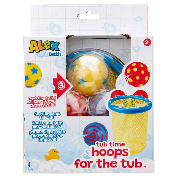 ALEX: Tub Time Hoops - Bath Time Basketball Hoop, 3 Water Squirting Balls, Suction Cup, Closed Net, Active Sport Water Toy, Kids & Toddlers Ages 2+