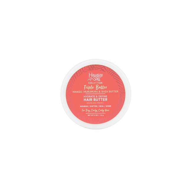 Hawaiian Silky Mango and Murumuru Butter Hair Butter, 4 fl oz with Shea Butter for Nourish, Soften, Seal & Shine | Hydrate and Define | Hawaiian Silky Triple Butter Collection