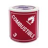 ChromaLabel 4 by 4 Permanent Durable Square D.O.T. Hazard Labels, Hazard Class 3 Combustible Label, 100/Roll