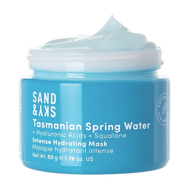 Sand & Sky Tasmanian Spring Water Intensive Feuchtigkeitsmaske mit Hyaluronsäure, beruhigt Rötungen und empfindliche Haut. Für trockene Haut.