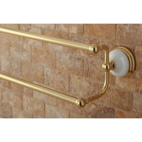 Kingston Brass BA1113PB Victorian Dual Towel-Bar, 24-Inch, Polished Brass