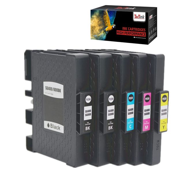 TacTink Sawgrass SG400 Ink Cartridges, Sublimation SG400 SG800 Ink Cartridge High Yied Replacement for Sawgrass Virtuoso SG 400 SG 800 Printer (2 Black,1 Cyan,1 Magenta,1 Yellow, 5-Pack)