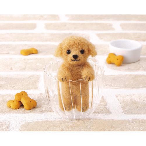 Hamanaka H441-609 Wool Kit, Sachiko Susa, Design, Felt Dog Made with Fluffy Wool, Toy Poodle (Standing Pose)