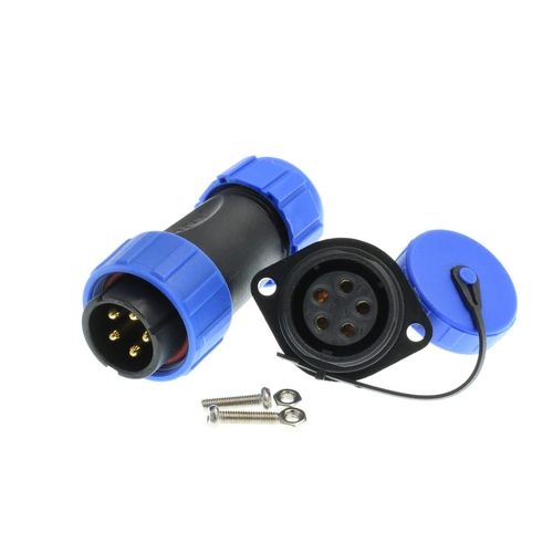 DRRI SP21 5pin IP68 30A 500V LED Power Cable Plug High Voltage Heavy Industrial Bulkhead Connector