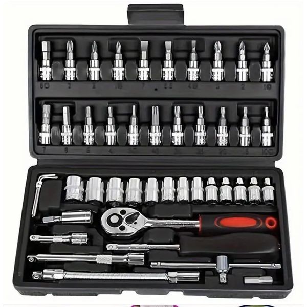 1/4" Ratchet Wrench Combination Socket Tool Set Kit Auto Car Repair Tool 46PCS