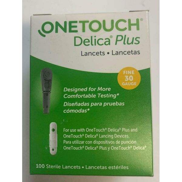 One Touch Delica Plus Sterile Lancets 0.32 mm 30 Fine Gauge 100 Count Pack of 2