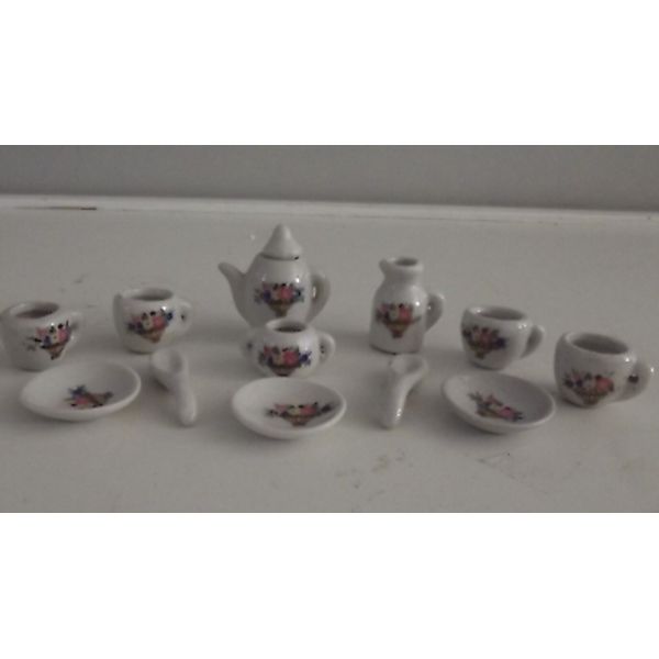 Flower Miniature Porcelain Ceramic Tea Set Pretend Play Kids Toy Mini