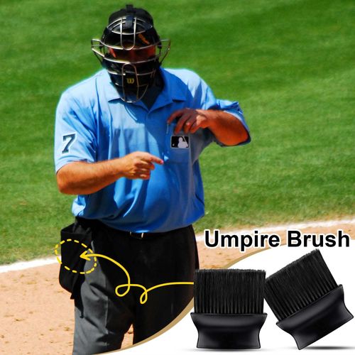 Deekin 2 Pieces Umpire Brush Baseball Home Plate Brush Baseball Umpire Gear with Plastic Handle for Baseball Softball Referee Equipment, Black, 5 x 4.7 x 1.4 Inch