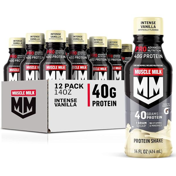 (12 Pack) Muscle Milk Pro Advanced Nutrition Protein Shake, Vanilla, 14 Fl Oz