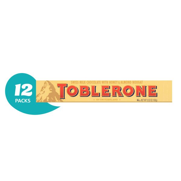 TOBLERONE Swiss Milk Chocolate with Honey & Almond Nougat, 3.52 oz Bar