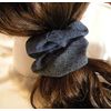 Blue Floral Georgette Hair Scrunchies-Regular