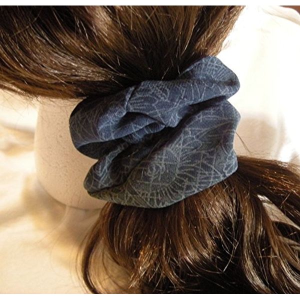 Blue Floral Georgette Hair Scrunchies-Regular
