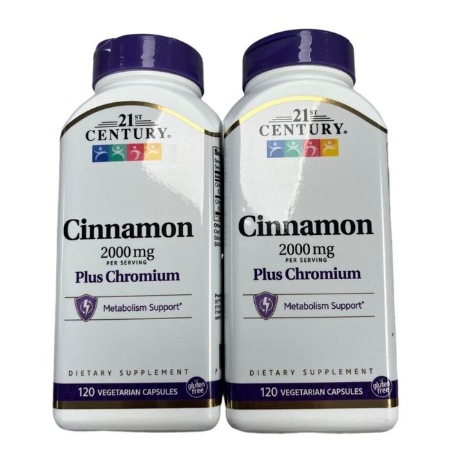 21st Century Cinnamon 2000mg Plus Chromium 120 Capsules ( 2 bottles )^