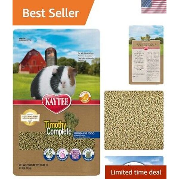 Veterinarian Recommended Timothy Hay Guinea Pig Food, 5 lb Naturally Preserved