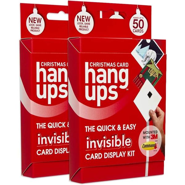 Hang Ups 2x Christmas Cards Display Kit Greeting Card Holder with Non Marking Wall-Mounted 3M Command Strips Christmas Decorations Hanging Christmas Decorations Card