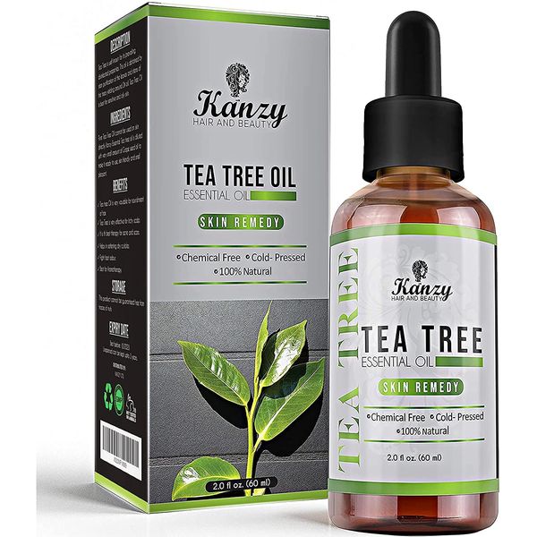 Kanzy Tea Tree Oil for Skin 60ml Treatment for Hair, Face, Acne Blemishes, & Nails Natural Vegan Organic Tea Tree Essential Oil