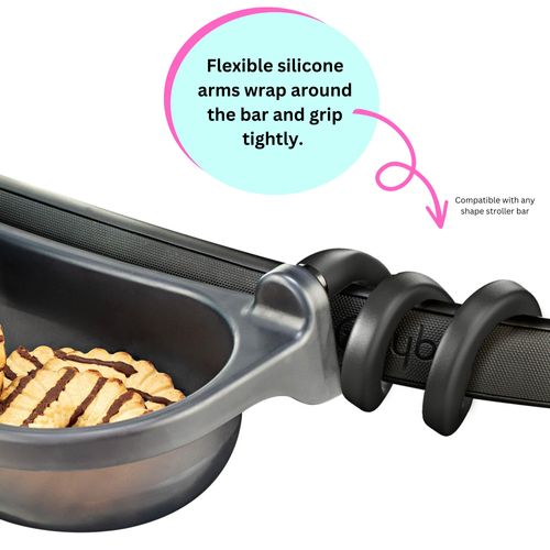 Universal Stroller Snack Tray | Stroller Cup Holder | Silicone Flexible Arms Grip Stroller Bar Stays in Place | Stroller Tray Attachment with Cups Holder for Baby Toddler | Stroller Accessories…