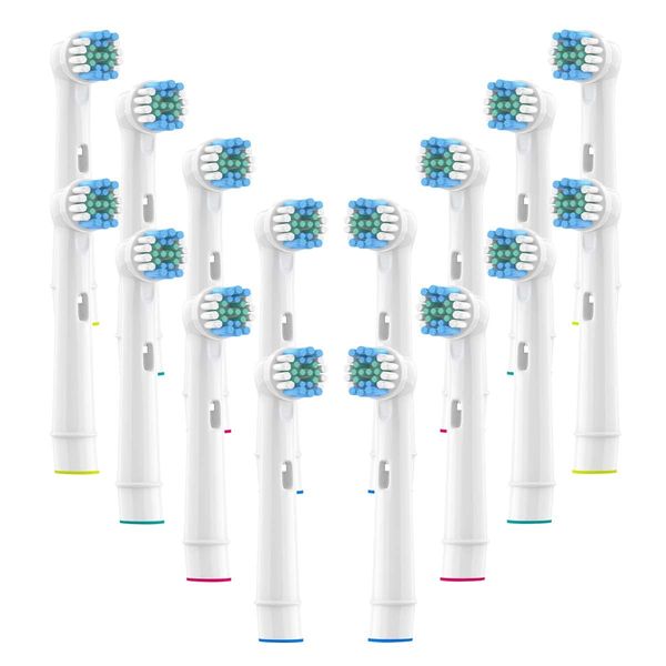 WyFun Brown Oral B Compatible Electric Toothbrush Replacement Brush, Basic Brush, EB20, 16 Pieces, White, Pack of 16