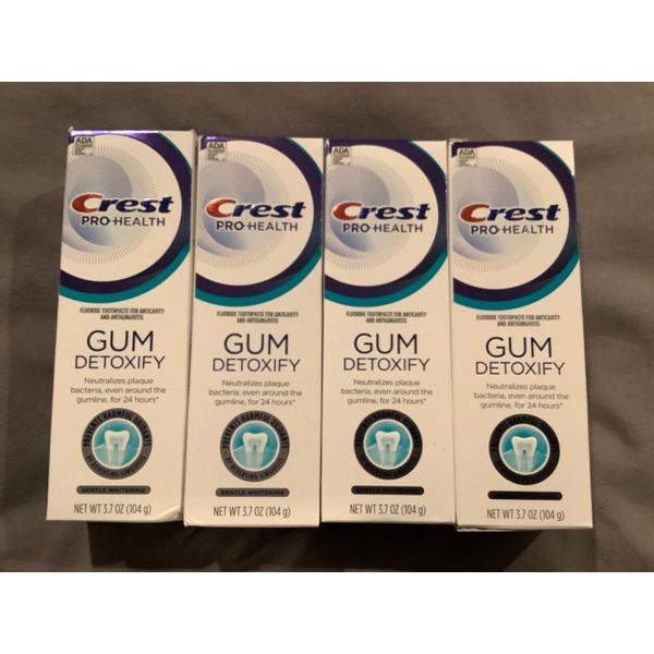 4 New Crest Pro Health Gum Detoxify Gentle Whitening Toothpaste 3.7 Oz