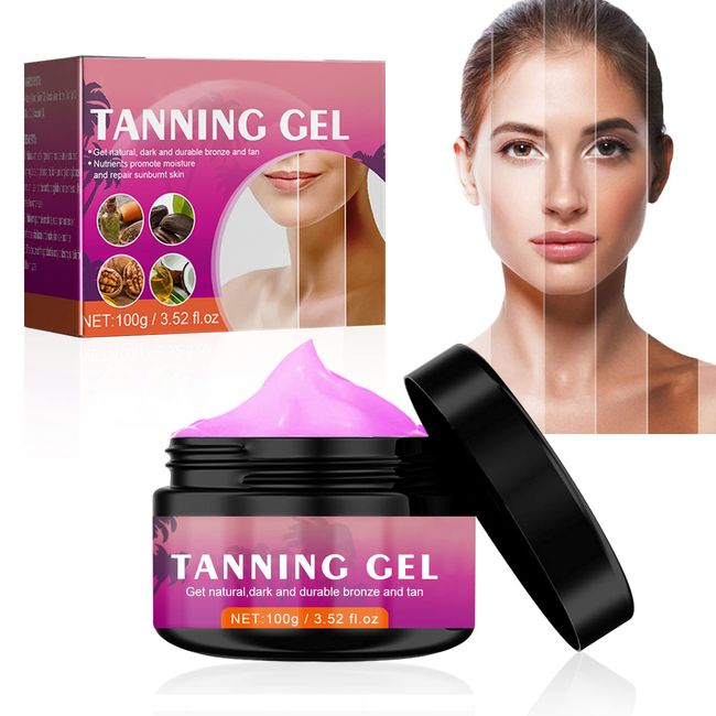 Bräunungsbeschleuniger Creme, Intensive Tanning Luxe Gel, Natürliche Feuchtigkeitscreme für die Haut, Schnelle natürliche Bräunungscreme für Gesicht und Körper