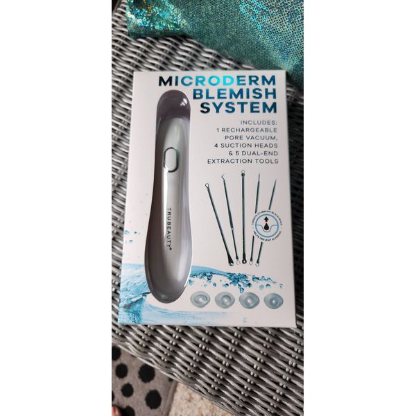 TRUBEAUTY Microderm Blemish System ~ Includes Pore Vacuum, 4 Suction Heads ~ NIB