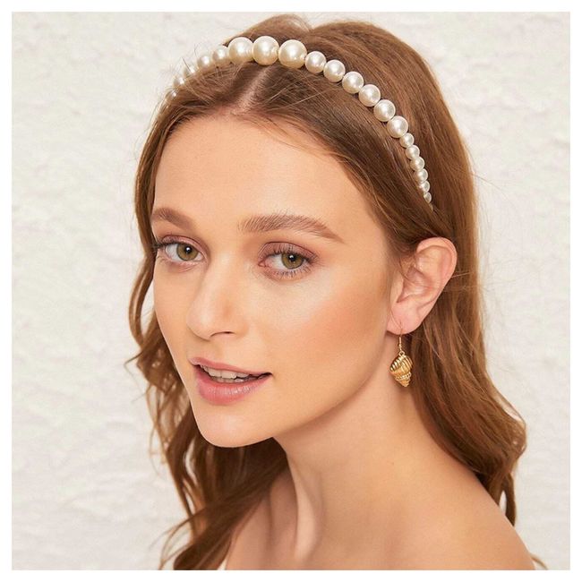 Allereya Vintage Perlen Haarband Weiß Perle Haarband Braut Perle Haarreifen Band Hochzeit Kopfstück Perle Haarbänder Kopfbedeckung Haarschmuck Für Frauen Und Mädchen