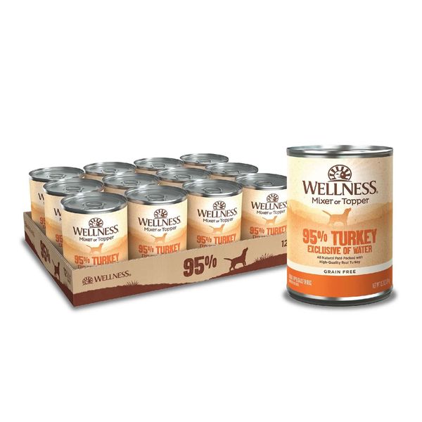 Wellness Natural Pet Food 95% Turkey Grain-Free Canned Dog Food, 13.2 Ounces,