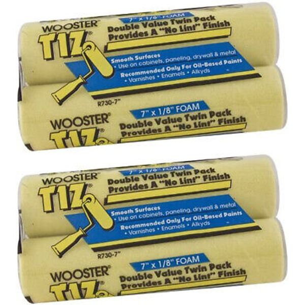 Wooster Genuine 7" Tiz 4 Pack Foam Roller Cover, R730-7-2PK