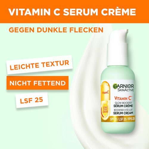 SkinActive Vitamin C Serum Crème – bringt müde und unebenmäßige Haut zum Strahlen, enthält Vitamin C Derivat und Super Zitrus, 50 ml
