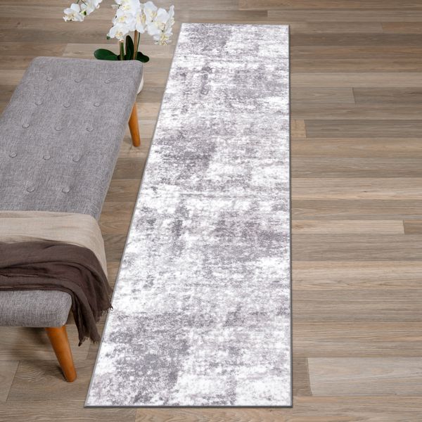 Rugshop Kitchen Rug Distressed Abstract Woven Rug Carpet Gray 2' x 7' Runner Rug