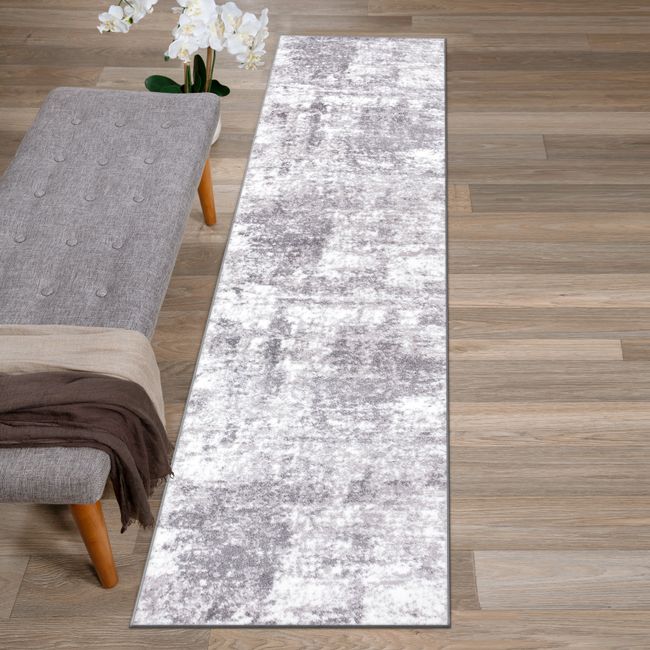 Rugshop Kitchen Rug Distressed Abstract Woven Rug Carpet Gray 2' x 7' Runner Rug